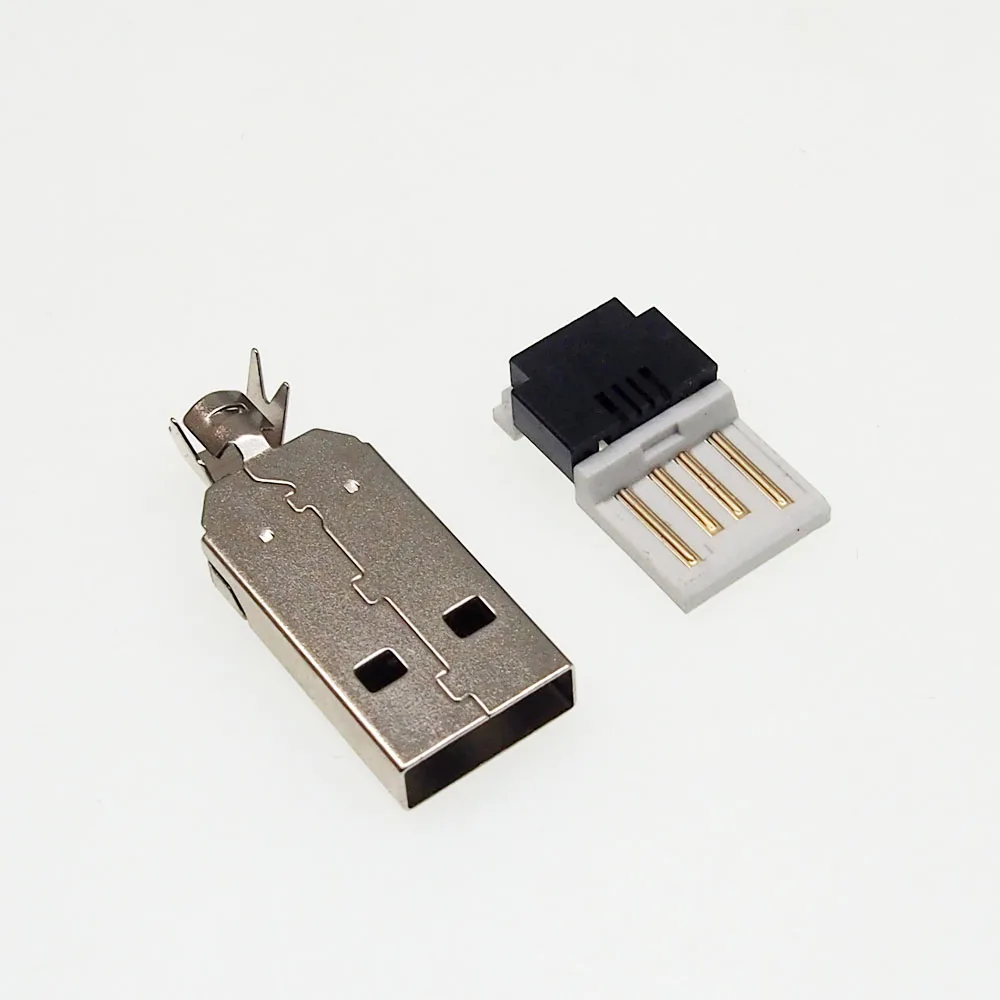 

10set USB A male plug NO-solder AM USB Connector Press Wire 2 in 1