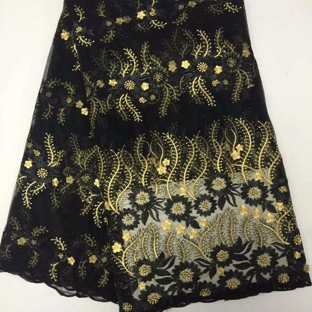 

2018 Latest Mesh Nigerian Lace Fabrics High Quality Beaded Bride African Lace Fabric Guipure Pearls French Net Lace B38042901S