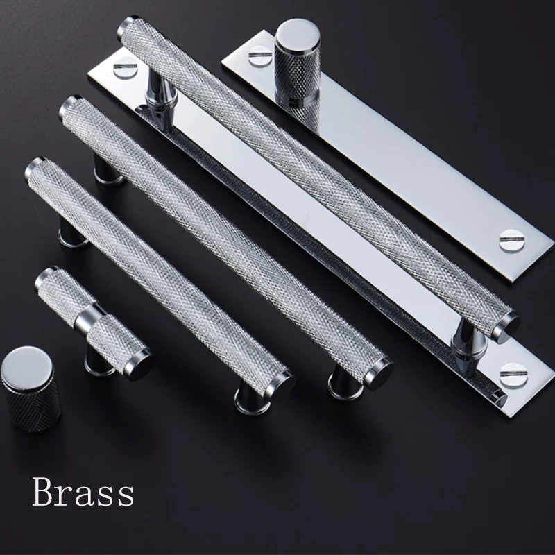 Gold Knurled Cabinet Handles Black Silver Kitchen Drawer