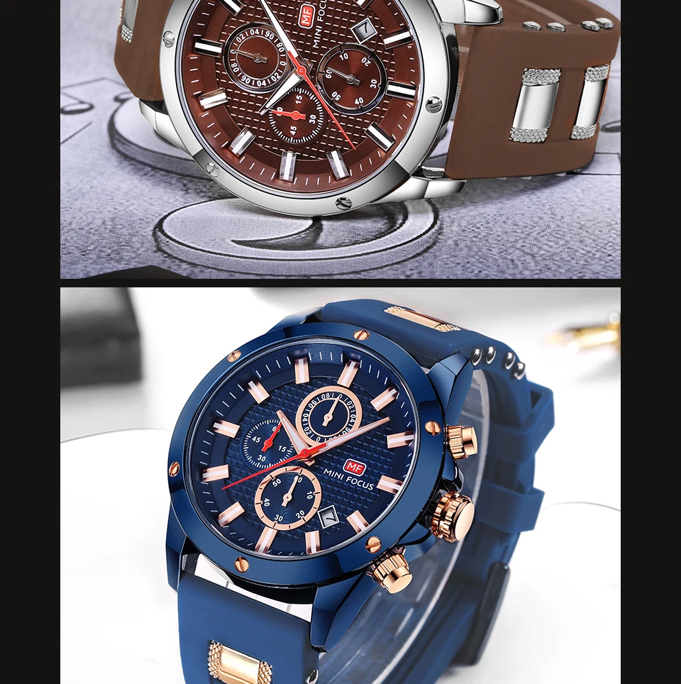 MINIFOCUS мужские часы аналоговые Мужские часы модные спортивные часы мужские кварцевые часы силиконовые военные часы Relogio Masculino