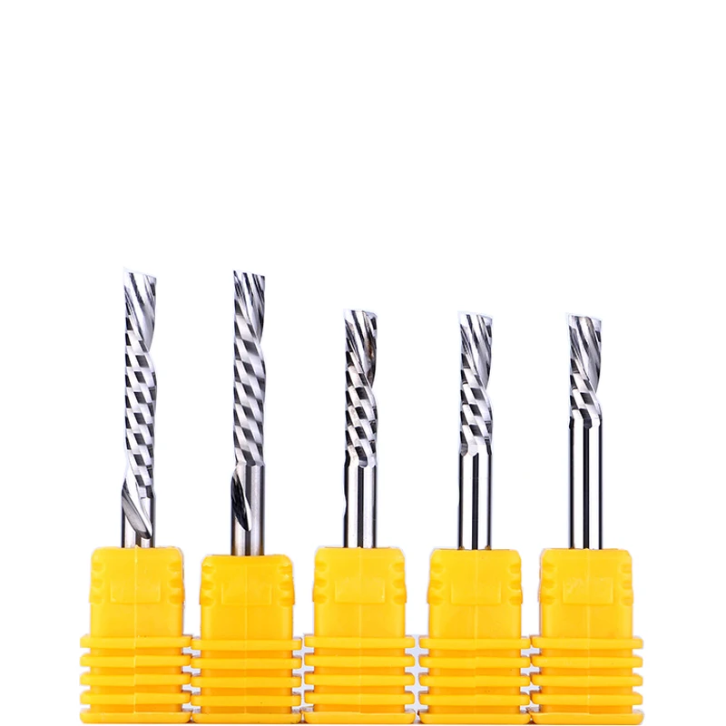 

2pc SHK 3.175/4/5/6/8mm DOWN Cut One Flute Spiral Carbide Mill Tool Cutter CNC Router Milling Acrylic PVC End Mill Cutter Bits