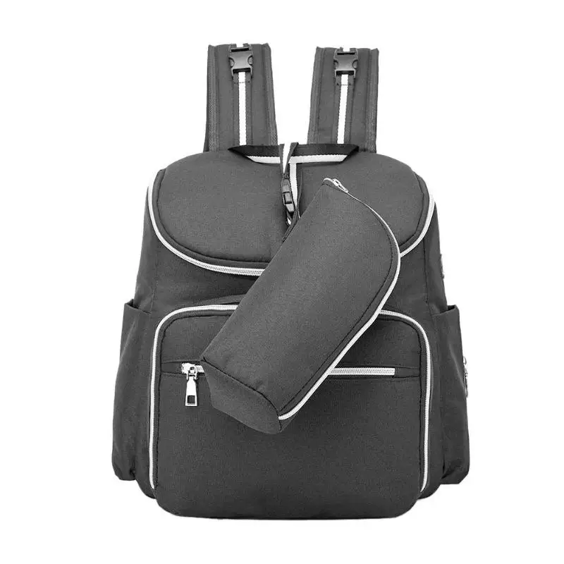 Сумка для подгузников с USB зарядкой для новорожденных, водонепроницаемый рюкзак, переносная сумка для мам, сумка для кормления, для коляски, уход за ребенком - Цвет: Черный