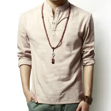 Summer Linen Cotton Healthy Material Shirt Casual Men Breathable Shirt Long Sleeve Solid Loose Leisure Shirts