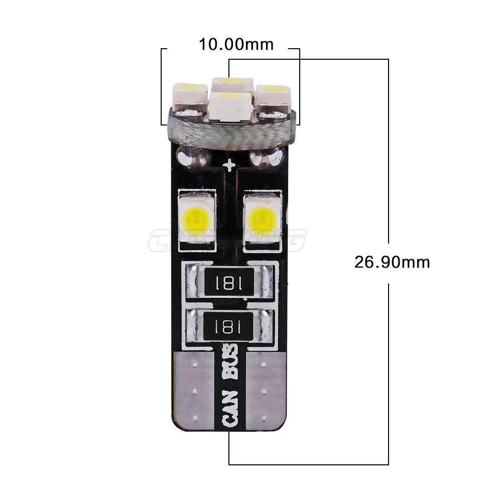 500 шт./лот canbus T10 светодиодный canbus w5w 8SMD 1210 светодиодный Canbus 194 168 W5W T10 8SMD Светодиодный лампа для интерьера, белый цвет