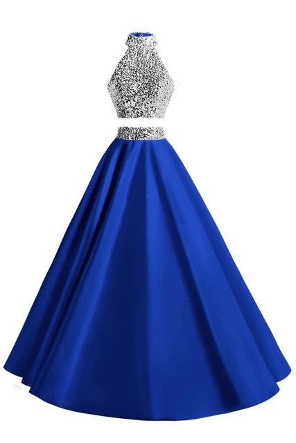 ANGELSBRIDEP 2 шт платья знаменитостей на Выпускной платья Холтер с открытыми плечами гипси хиппи а-Силуэт платье Формальные платья на заказ - Цвет: Royal Blue