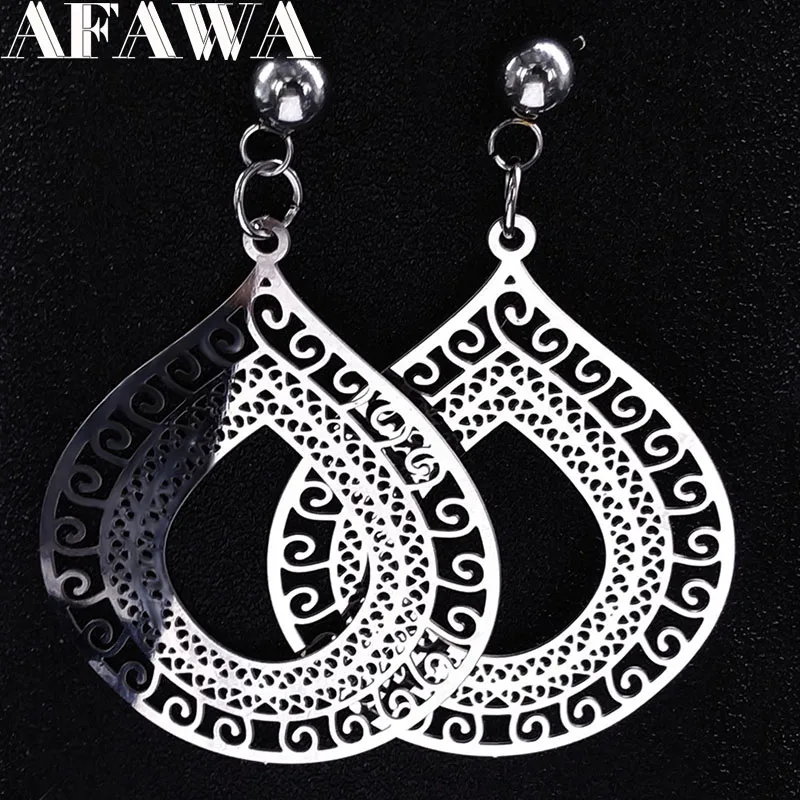 

2019 New Fashion Water Drop Stainless Steel Stud Earrings for Women Silver Color Earrings Jewelry aretes de mujer E612372