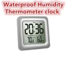 Waterproof Shower Digital Modern Fashion Temperature Humidity Clocks for Bathroom Kitchen Wall with Suction Cup