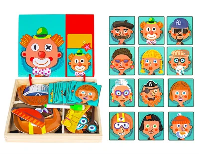 100+ шт деревянные магнитные игрушки-пазлы Детские 3D фигурки/животные/транспортное средство/цирк доска для рисования 8 видов стилей Обучающие деревянные игрушки - Цвет: A-1