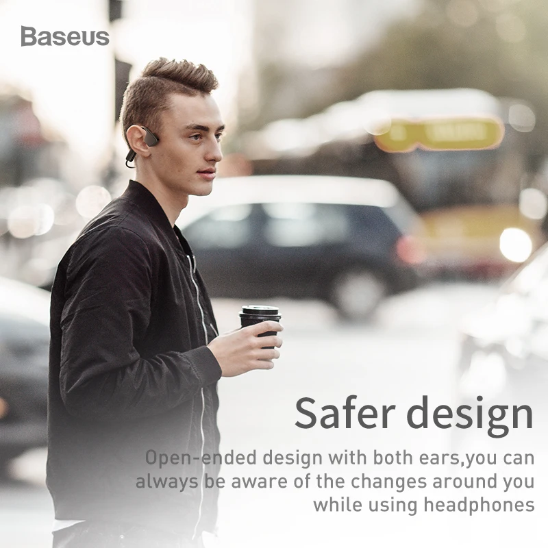 Baseus BC10 Bluetooth наушники с костной проводимостью 5,0 Беспроводные наушники с микрофоном гарнитура для спорта на открытом воздухе для iPhone Xiaomi