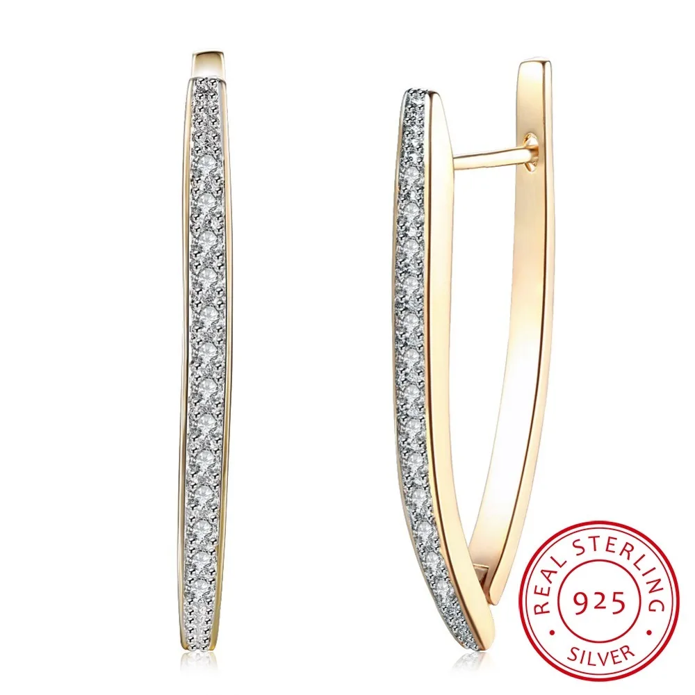 

Lekani Pendientes Luxury 925 Sterling Silver Earrings Flash Cz Zirconia Horse Shoe Hoop Earrings Women Brincos Fine Jewelry