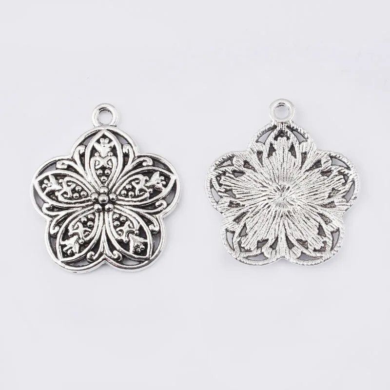

20pcs Tibetan Silver Open Mandola Flower Hollow Charms Pendant For Earring Bracelet Necklace Jewelry Making Findings 26X29mm