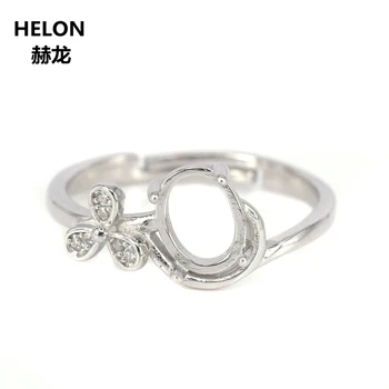 

20pcs/lot 925 Sterling Silver Engagement Ring Women 6x8mm Oval Cabochon Semi Mount Wedding Ring Crystal Fine Jewelry Wholesale