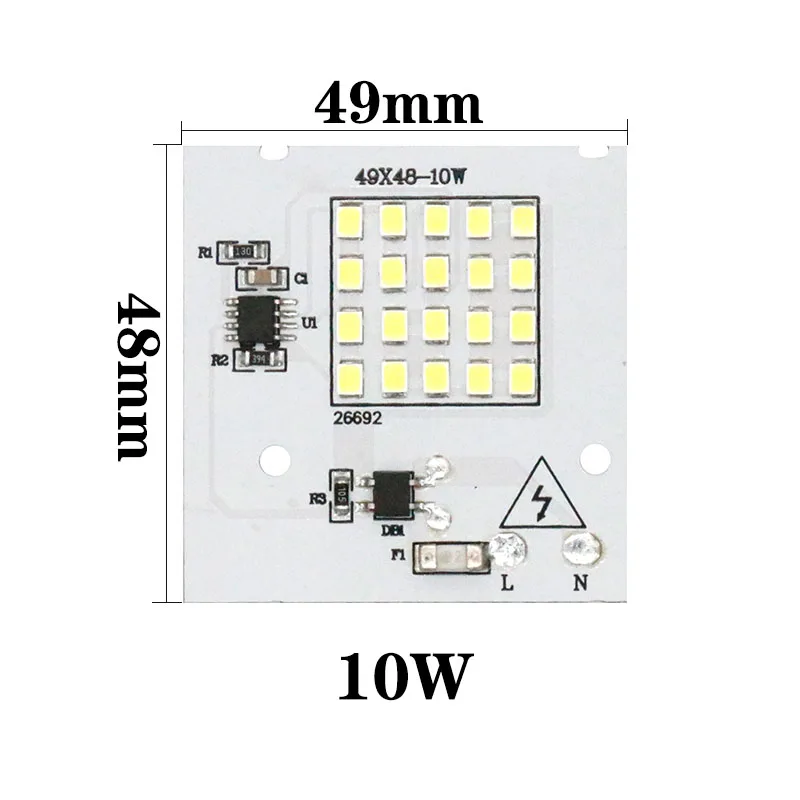 Светодиодный светильник с чипами, умный IC 220 В, вход 10 Вт, 20 Вт, 30 Вт, 50 Вт, 100 Вт, лампа AC220-240V, диоды, светильник SMD2835 для наружного прожектора, светильник DIY - Испускаемый цвет: 10W