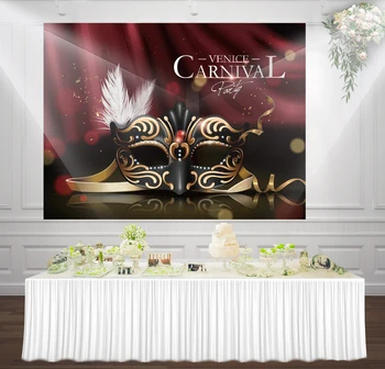 

HUAYI venice Mardi Gras Carnival Mask photography backdrop for birthday Masquerade Party Studio Props background lw-1135