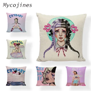 

Melanie Martinez Crybaby decorative Pillows Case Home 45*45cm Cushion Cover Linen Material Ladies Car Seat Bed Decor Accessories