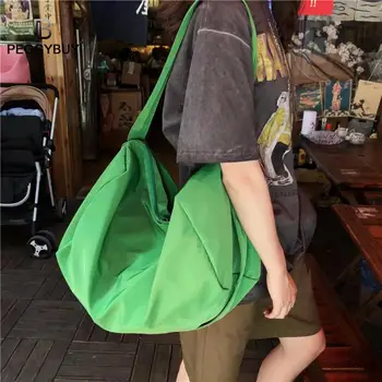 

Fashion Pure Color Shoulder Handbags Large Totes Women Shopping Bag Ladies Daily Use Handbag Nylon Unisex Crossbody Bag