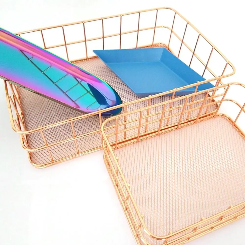 

Practical Design Metal Copper Storage Basket Waterproof Home Bathroom Kitchen Use Toiletry Makeup Tools Baskets