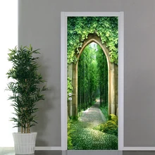 3D Wallpaper Chinese Style Bamboo Grove Scenery Photo Wall Mural Door Sticker Living Room Study Home Decor PVC Wallpaper For 3 D