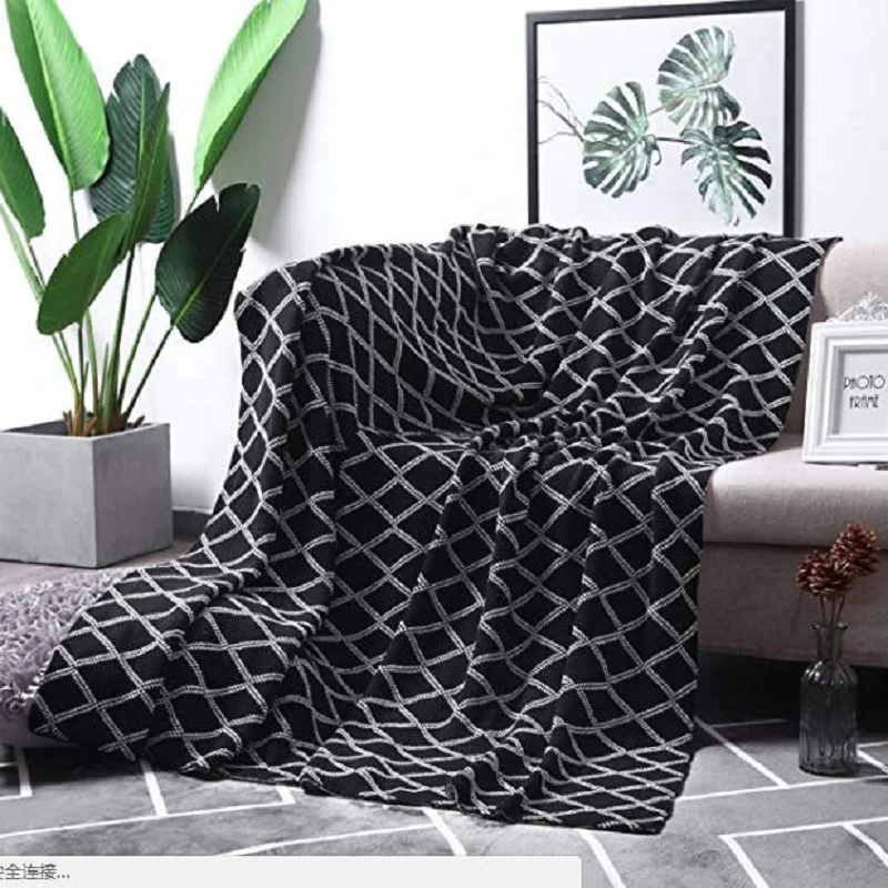 MoMA 100 Cotton Black Cable Knit Throw Blanket for Couch Bed Sofa