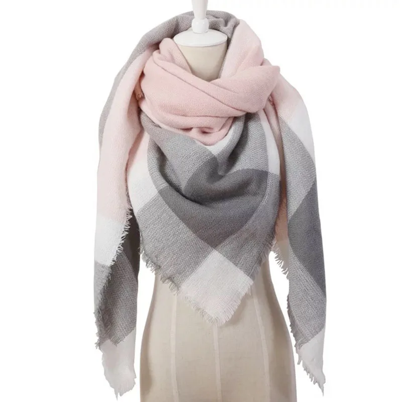 

Designer 2019 knitted spring winter women scarf plaid warm cashmere scarves shawls luxury brand neck bandana pashmina lady wrap