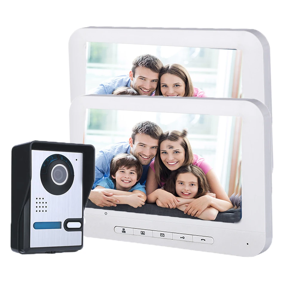 

Video Intercom Wired Doorbell 7 Inch Monitor Video Door Intercom System RFID Access 1 Camera + 2 Monitor Door Phone Intercoms