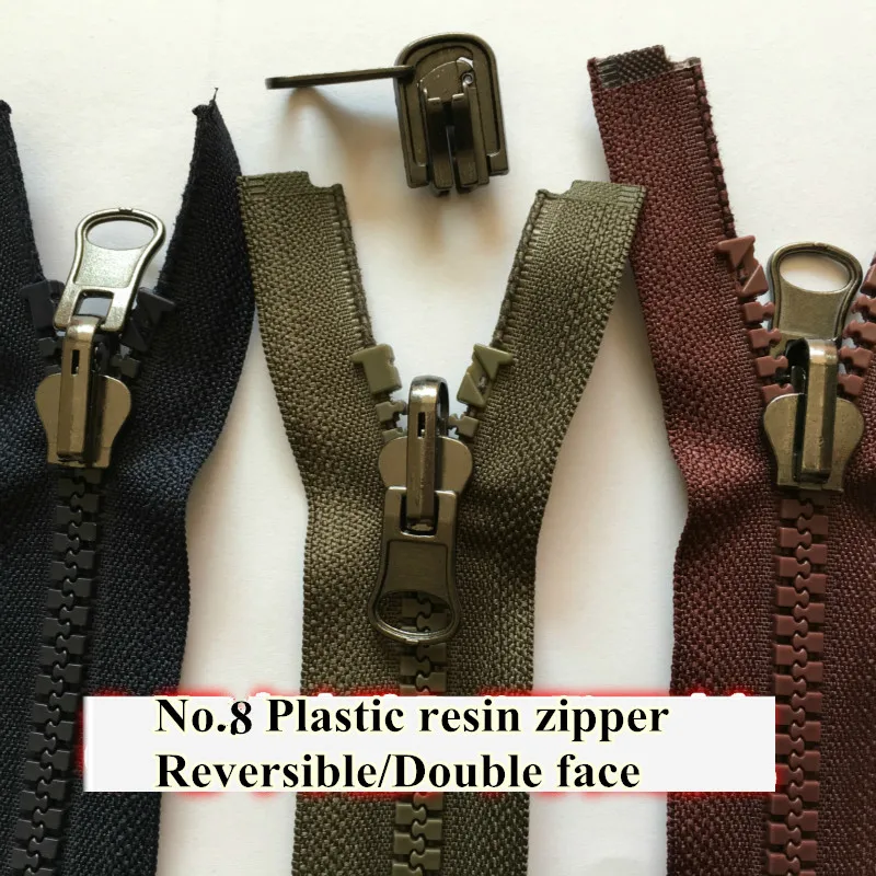 

3pcs Plastic resin Zipper 80-250cm NO.8 Open end Auto Lock reversible double face Rotate Zip Professional 4 color free shipping