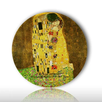 

Freedom Design Desktop Decorative 8 / 7 Inch Craft Dish The World Famous Paintings Kiss/cat/dog/flower Printing Ceramic Craft