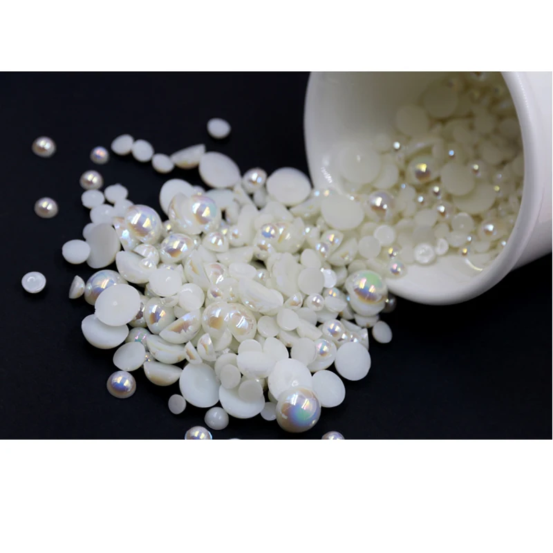 

10mm Half AB Colorful Pearl 240pcs ABS Flatbck Round Pearls in Diy