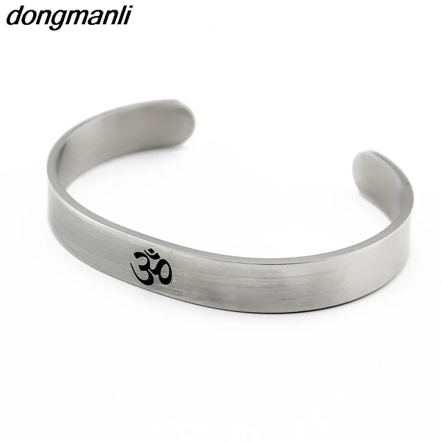 P350 Dongmanli Silver Aum Om Ohm Hindu Buddhist Hinduism Yoga India P350 Dongmanli Silver Aum Om Ohm Hindu Buddhist Hinduism Yoga India Stainless Steel Cuff Bracelet Opening