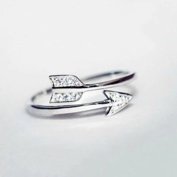

Sole Memory God Of Love Cupid's Arrow Sweet Romantic 925 Sterling Silver Female Resizable Opening Rings SRI255