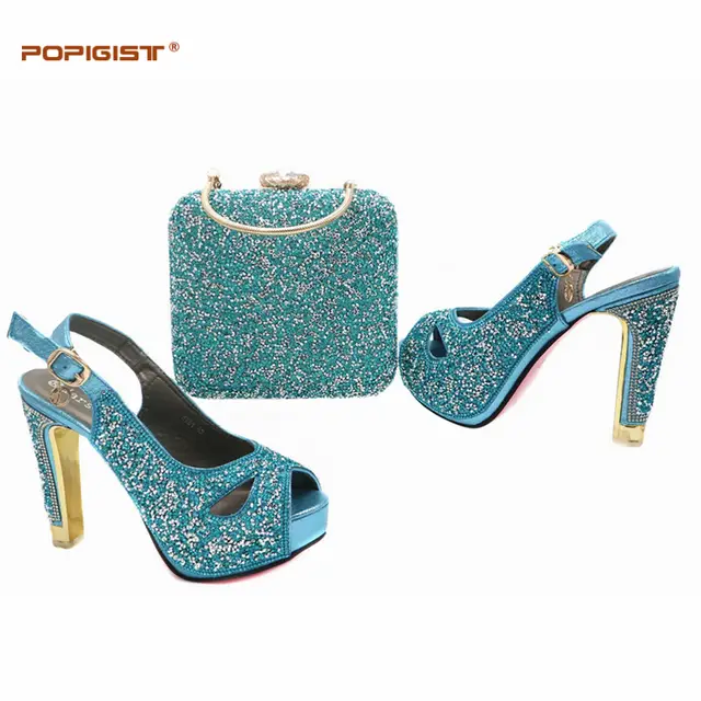 light blue shoes and matching bag