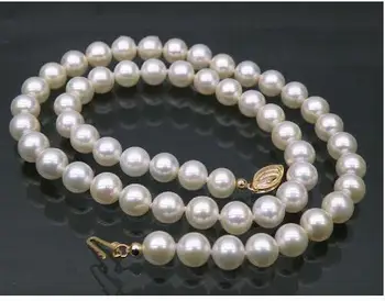 

AAA+ perfect 9-10mm white akoya pearl necklace 25" 925silver yellow gold clasp