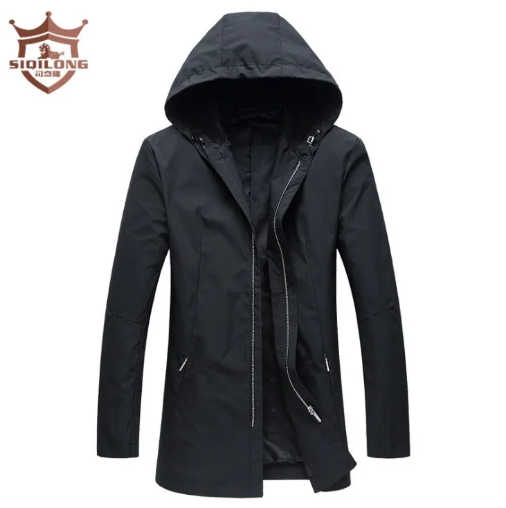 2018 Spring Long Trench Coat Men New Hooded Waterproof Jackets Coats ...