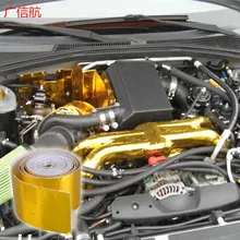 Топ Гонки самоклеющиеся отражающие золотой тепловой обертывание барьер для автомобиля. Грузовик, мотоцикл Стекловолоконная теплозащитная лента рулон 5 метров