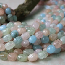 Морганит барокко 12*15 шарики природа Бисер для изготовления ювелирных изделий ожерелье 14 дюймов fppj оптом