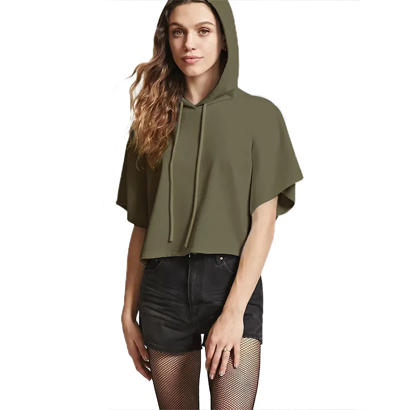 Womens Hoodie Short Sleeve Hoodie Girls Uppada Short Sleeve