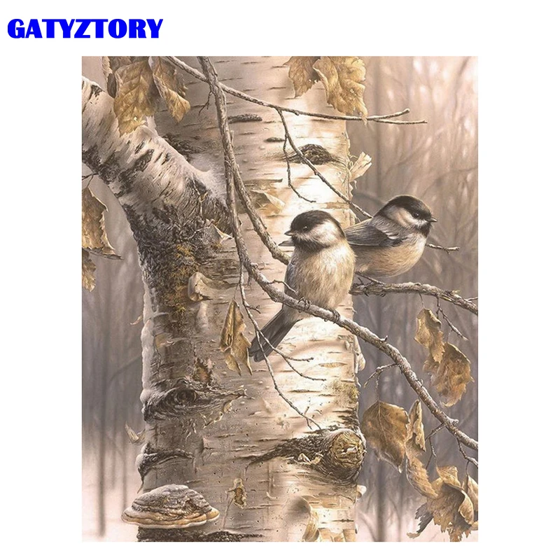 

GATYZTORY Frame Autumn Birds DIY Painting By Number Modern Wall Art Handpainted Oil Painting Acrylic Paint On Canvas Artwork
