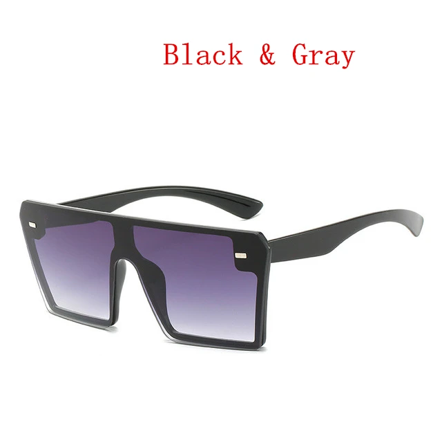 2019 Luxury Brand Fashion Flat Top Red Black Sun Glasses  Clear Lens Men Shade Mirror UV400 Oversized Square Sunglasses Women