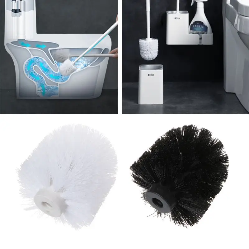 Universal Plastic Toilet Brush Head Replacement White Black Clean Bahroom Tools