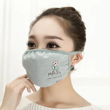 

10pcs/Pack New Embroidered Face Mask Ladies' pure Cotton Ventilation Warm And Lovely Autumn And Winter Persoanimal Collection