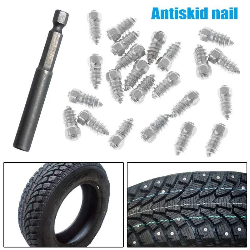 

Hot 100pcs Tire Studs Spikes Ice Stud Screw-In Snow Chains for ATV Mini-Tractors Motorcycle Bicycle JLD