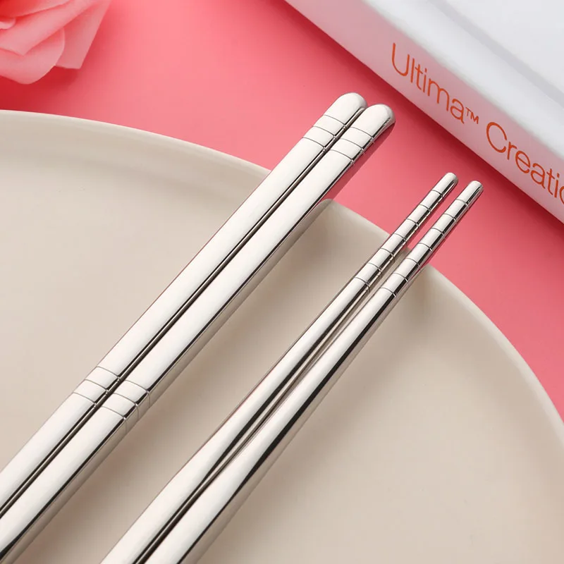 Покупатель звезда 5 пар портативные креативные корейские палочки для еды из нержавеющей стали персонализированные золотые Розовые Палочки для суши Хаши - Цвет: 5 Silver Chopsticks