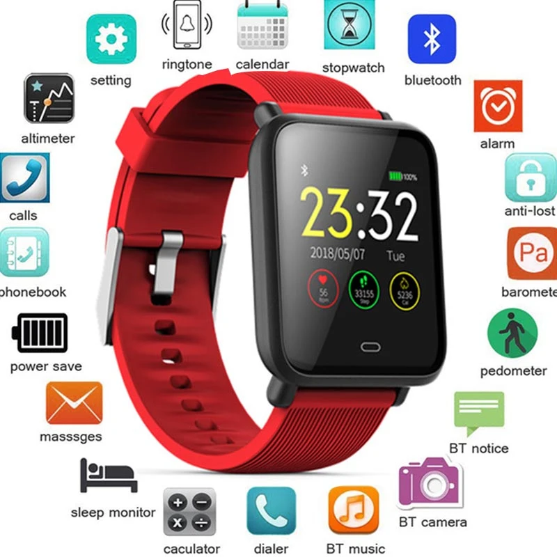 

Q9 Smart Watch Waterproof IP67 Blood Pressure Heart Rate Monitor Sport Fitness Trakcer Watch Men Women Smartwatch For huawei IOS