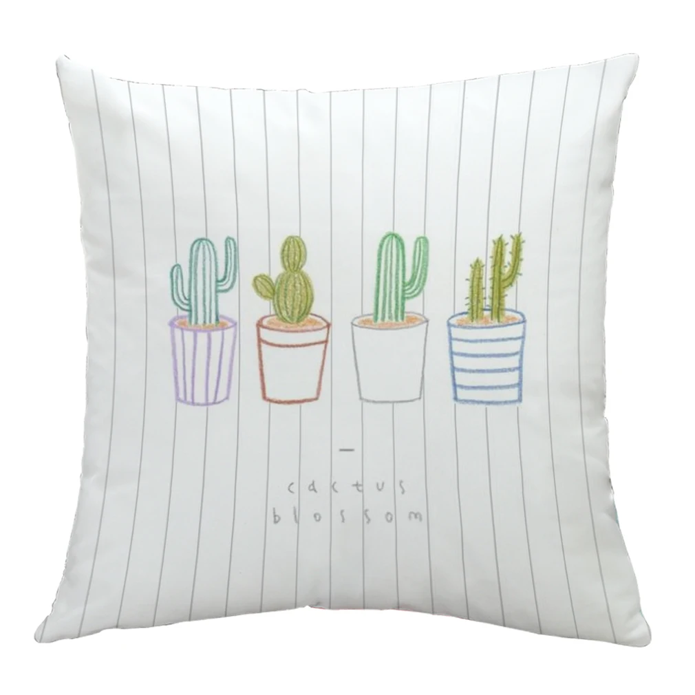 

Tropical Cactus Printed Throw Pillow Case Sofa & Bed Home Decor Design Square Cushion Cover Colorful Cartton Pillowcase Cover