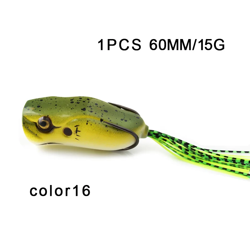 TOMA 1 шт., лягушка против насекомых для рыбалки, приманка Snakehead 55 мм 60 мм, пластиковая искусственная Мягкая приманка, лягушка, приманка-топвотер, рыболовные снасти - Цвет: color16