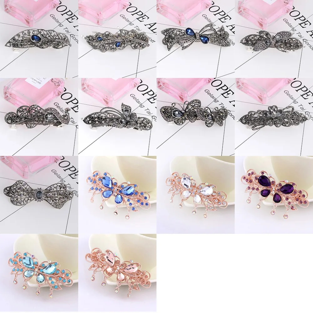 Diamond Crystal Hairpin Crystal Ponytail Hair Clip Classic Retro