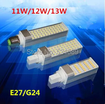 

10pcs SMD 5050 11W 12W 13W E27 G24 LED Horizon Down Light Bulb Lamp Lighting 85~265V Free shipping