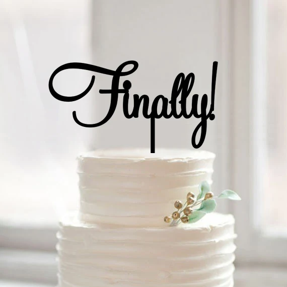 100pcs/lot Creative Finally design wedding cake inserted card Wedding Cake Topper Party Cake Decorations