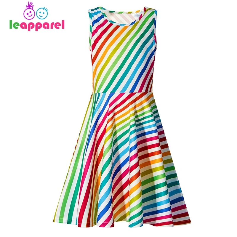 

Kids Princess Dress Summer 2019 Dresses Girls Striped All Over Printed Teenager Girl Party Dress For 4-13Y Children Kids Clothes
