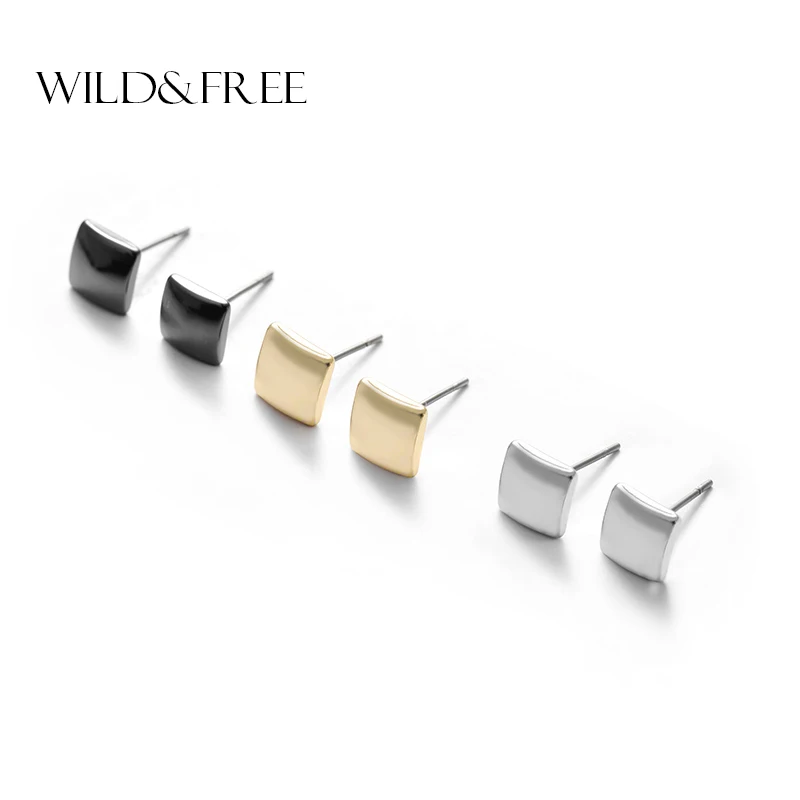 

Fashion 3 Colors Simple Geometric Stud Earrings Women Copper Gold Silver Black Minimalist Stud Earrings Jewelry Unisex 2017 Gift